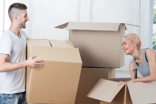 Removal van loading household items during a move in East Ham